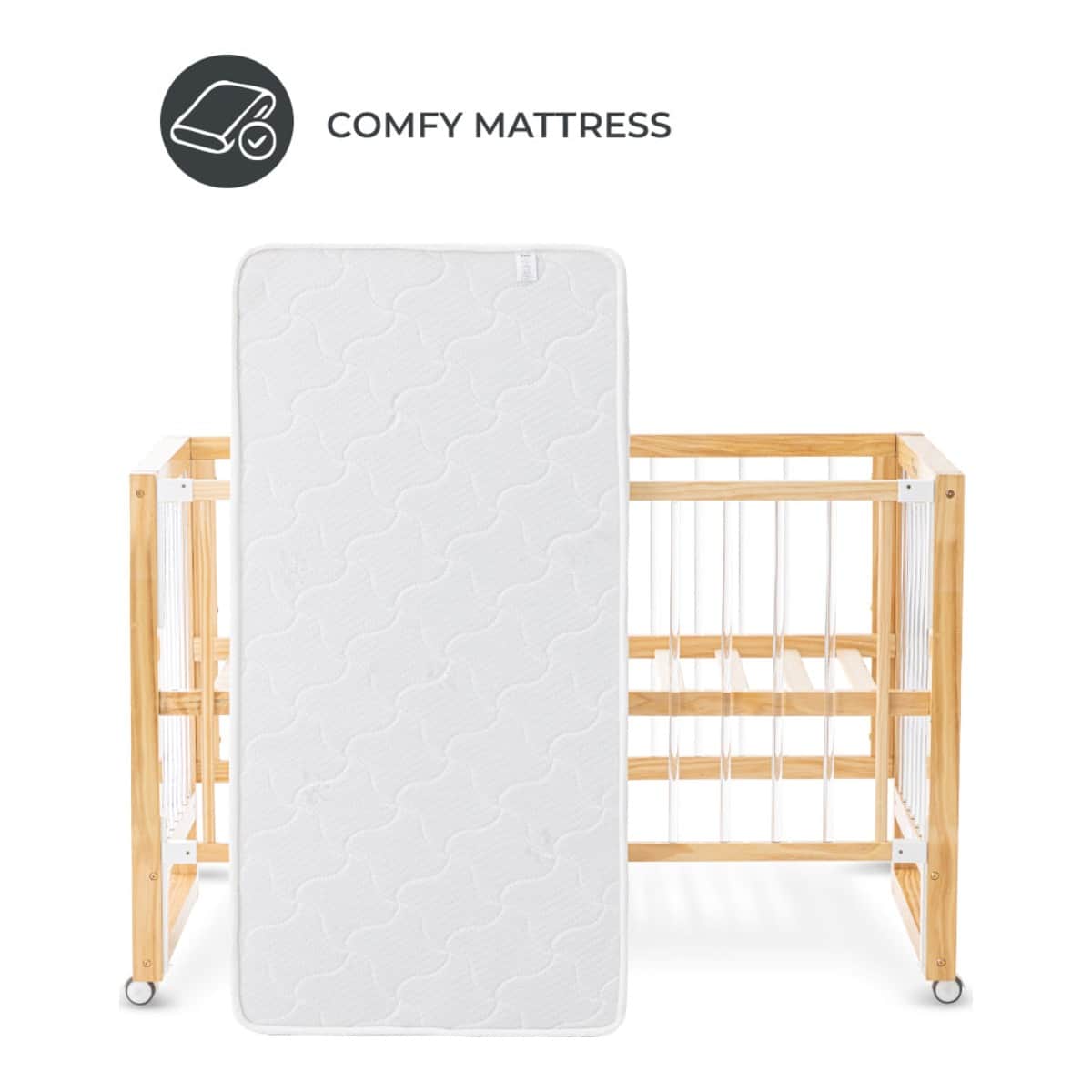 Teknum Brown Prism 4-in-1 Acrylic Convertible Crib with Mattress