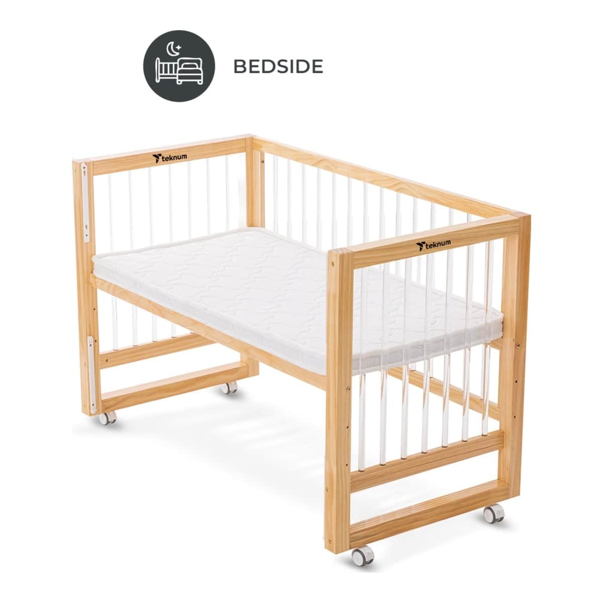 Teknum Brown Prism 4-in-1 Acrylic Convertible Crib with Mattress
