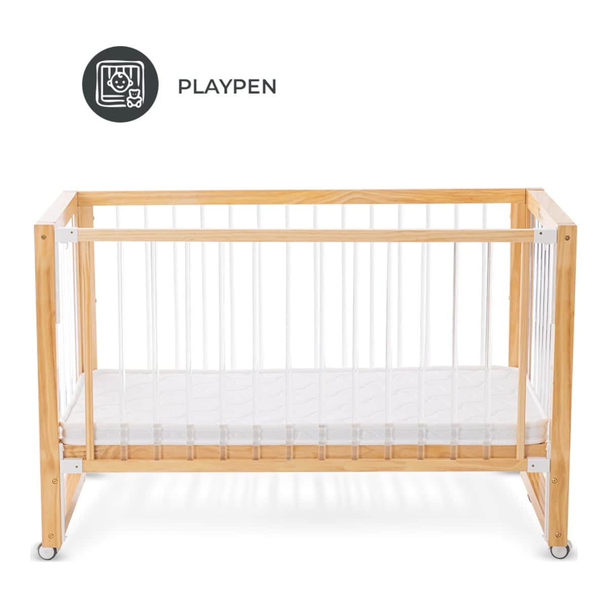 Teknum Brown Prism 4-in-1 Acrylic Convertible Crib with Mattress