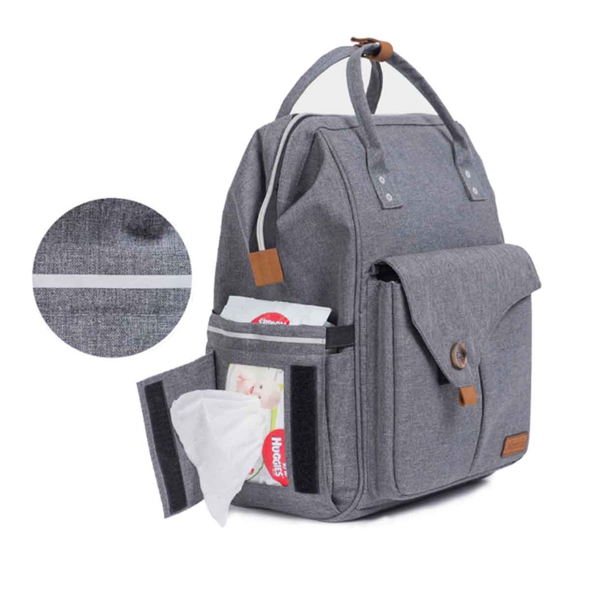 Teknum Dark Grey Double Stroller with Diaper Backpack Set Toddler, 0-2 Years