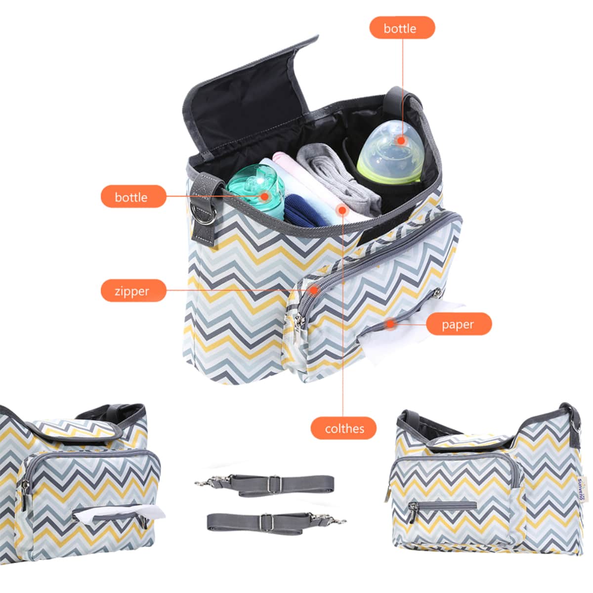 Teknum Dark Grey Travel Lite Stroller with Sunveno Yellow Wave Organizer Toddler, 0-2 Years