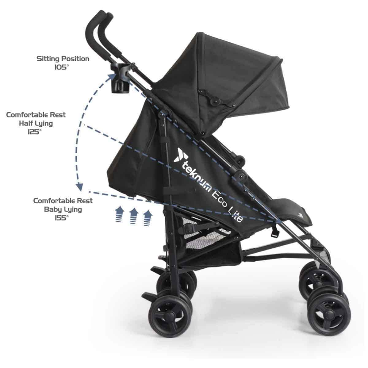 Teknum Black Eco-Lite 2 Stroller with Cup holder Toddler, 0-2 Years
