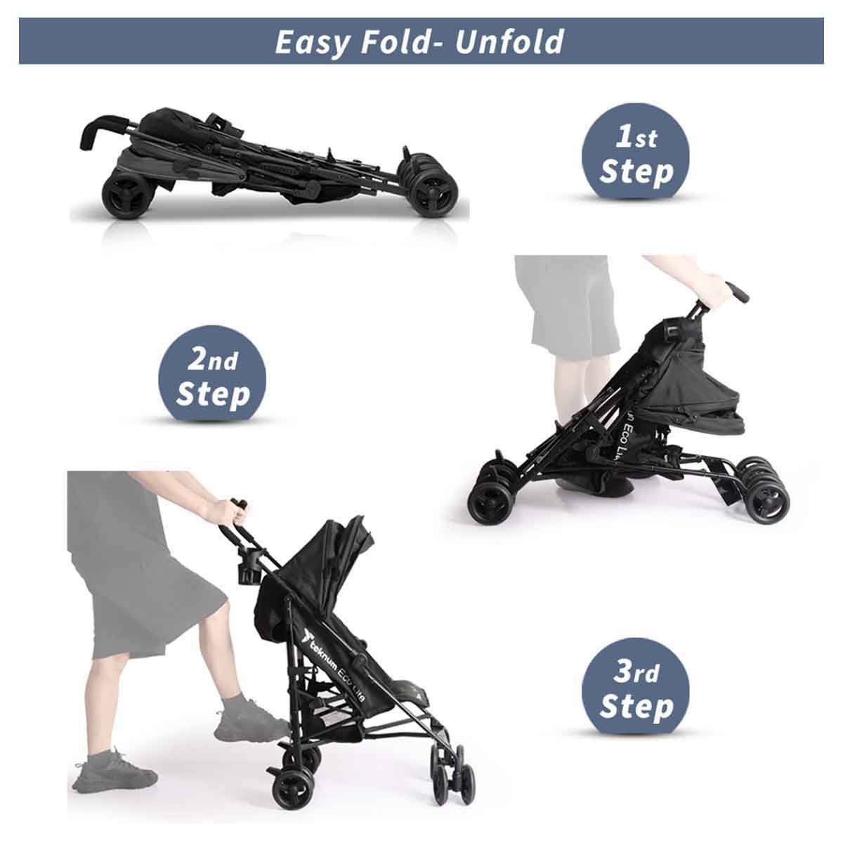 Teknum Black Eco-Lite 2 Stroller with Cup holder Toddler, 0-2 Years