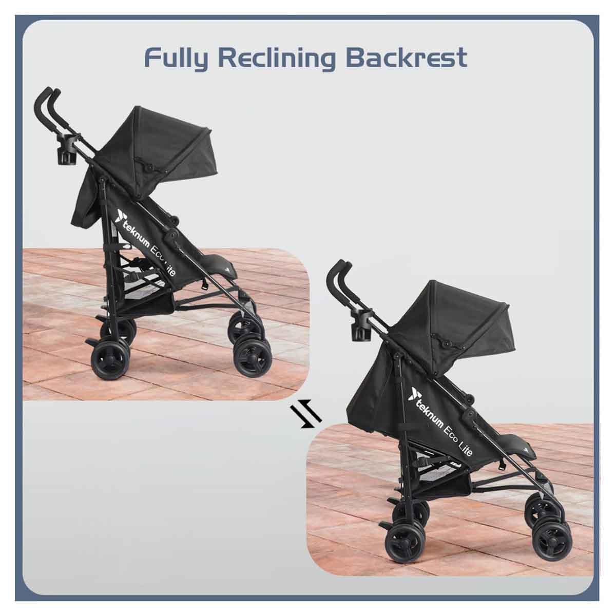 Teknum Black Eco-Lite 2 Stroller with Cup holder Toddler, 0-2 Years