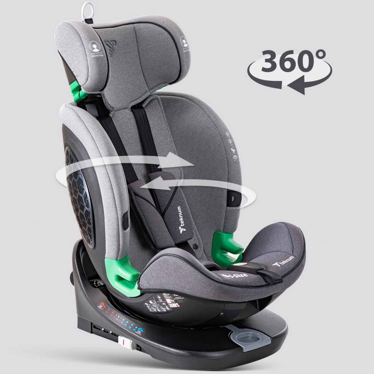 Teknum Grey Evolve Prime Car Seat with Isofix Toddler, 0-2 Years