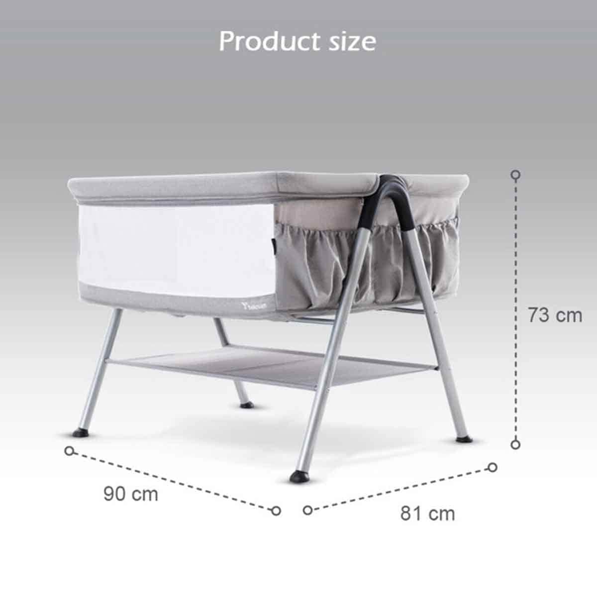 Teknum Fellow 2 Grey Twin Bedside Crib Bassinet Toddler, 0-2 Years