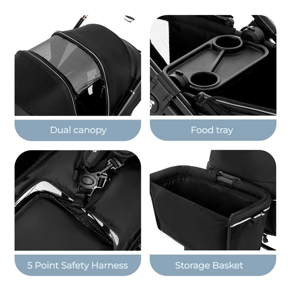 Teknum Graphite Black Reversible Wagon Stroller