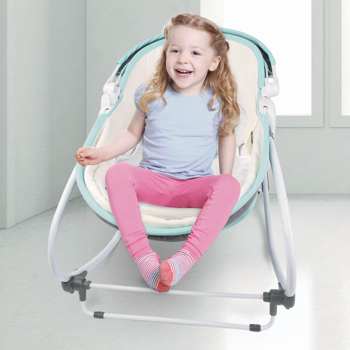 Teknum Green 6 - In - 1 Cozy Rocker Bassinet with Wheels Awning & Mosquito Net Toddler, 0-2 Years