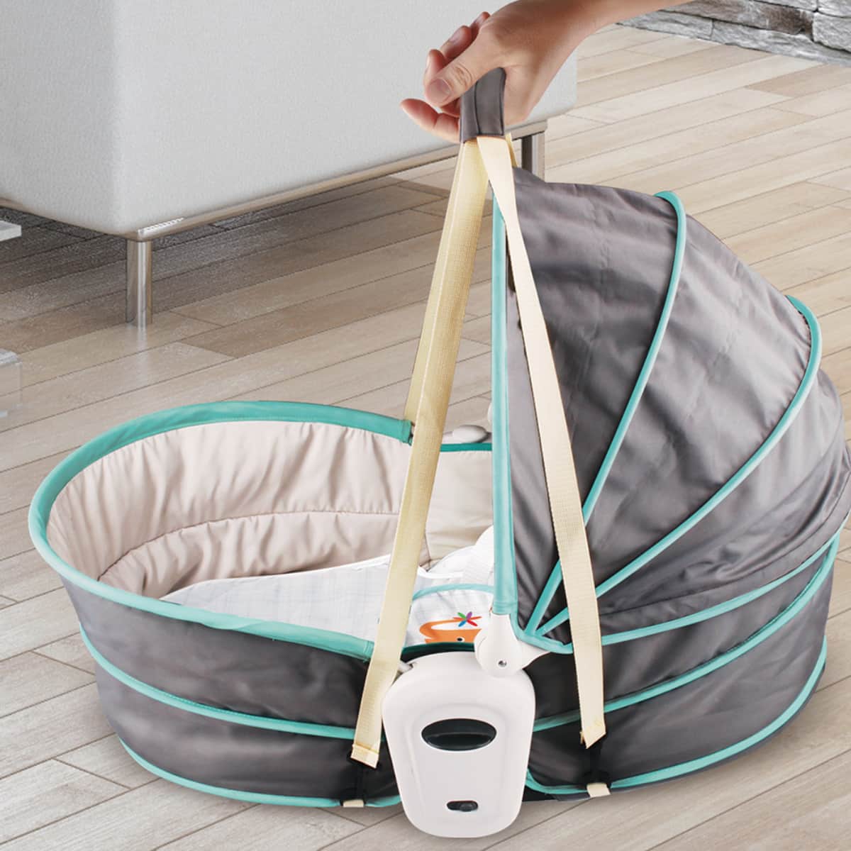 Teknum Green 6 - In - 1 Cozy Rocker Bassinet with Wheels Awning & Mosquito Net Toddler, 0-2 Years