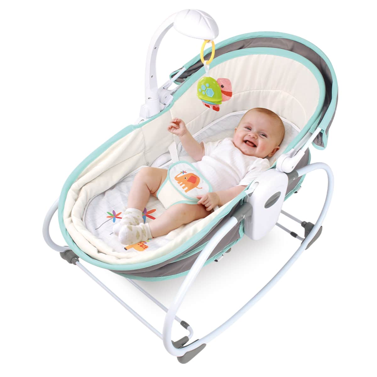 Teknum Green 6 - In - 1 Cozy Rocker Bassinet with Wheels Awning & Mosquito Net Toddler, 0-2 Years