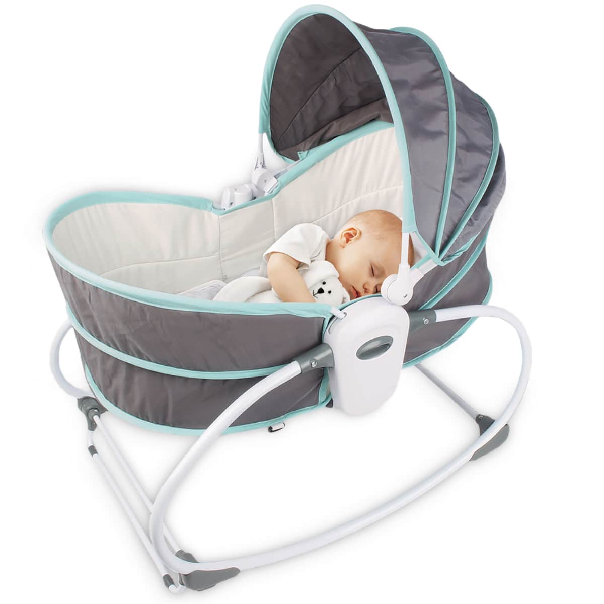 Teknum Green 6 - In - 1 Cozy Rocker Bassinet with Wheels Awning & Mosquito Net Toddler, 0-2 Years