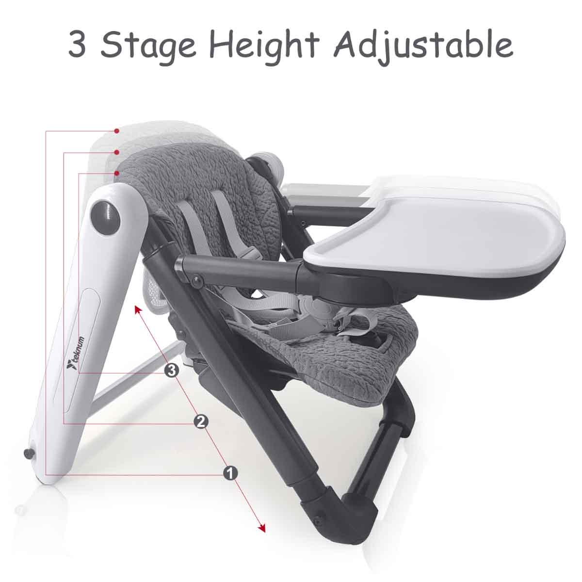 Teknum Grey 3-in-1 Kids Foldable Dining Booster Chair Toddler, 0-2 Years