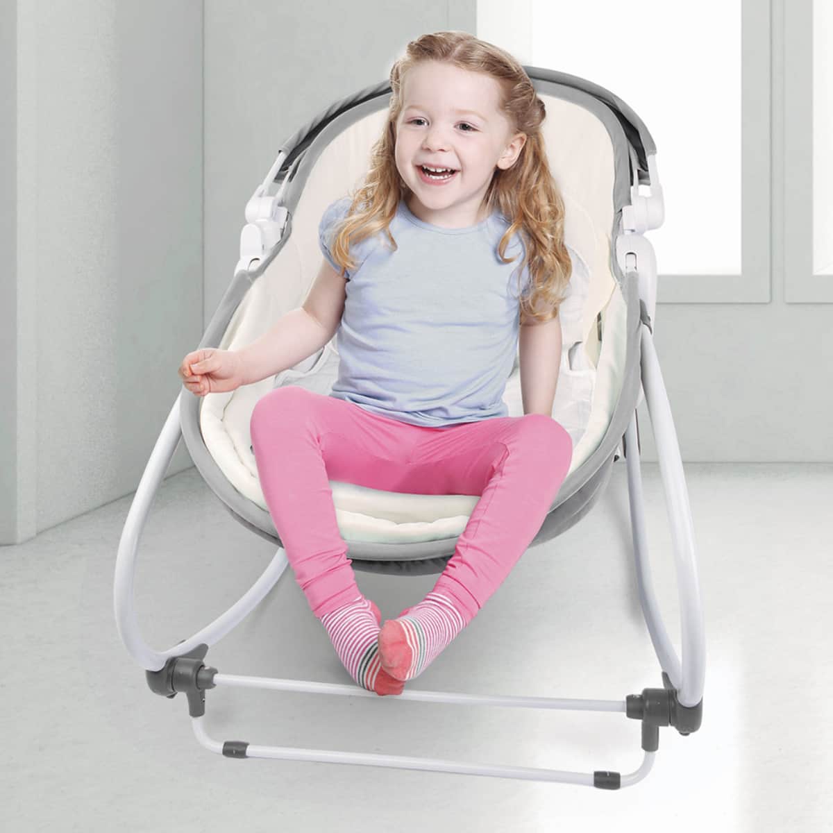 Teknum Grey 6 - In - 1 Cozy Rocker Bassinet with Wheels Awning & Mosquito Net Toddler, 0-2 Years