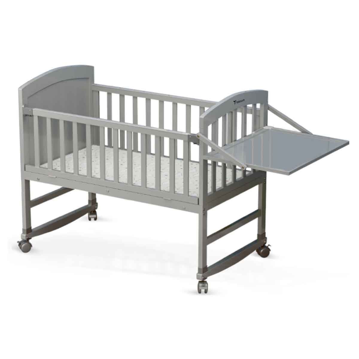 Teknum Grey 7-in-1 Convertible Kids Bed & Bedside Crib Toddler, 0-2 Years