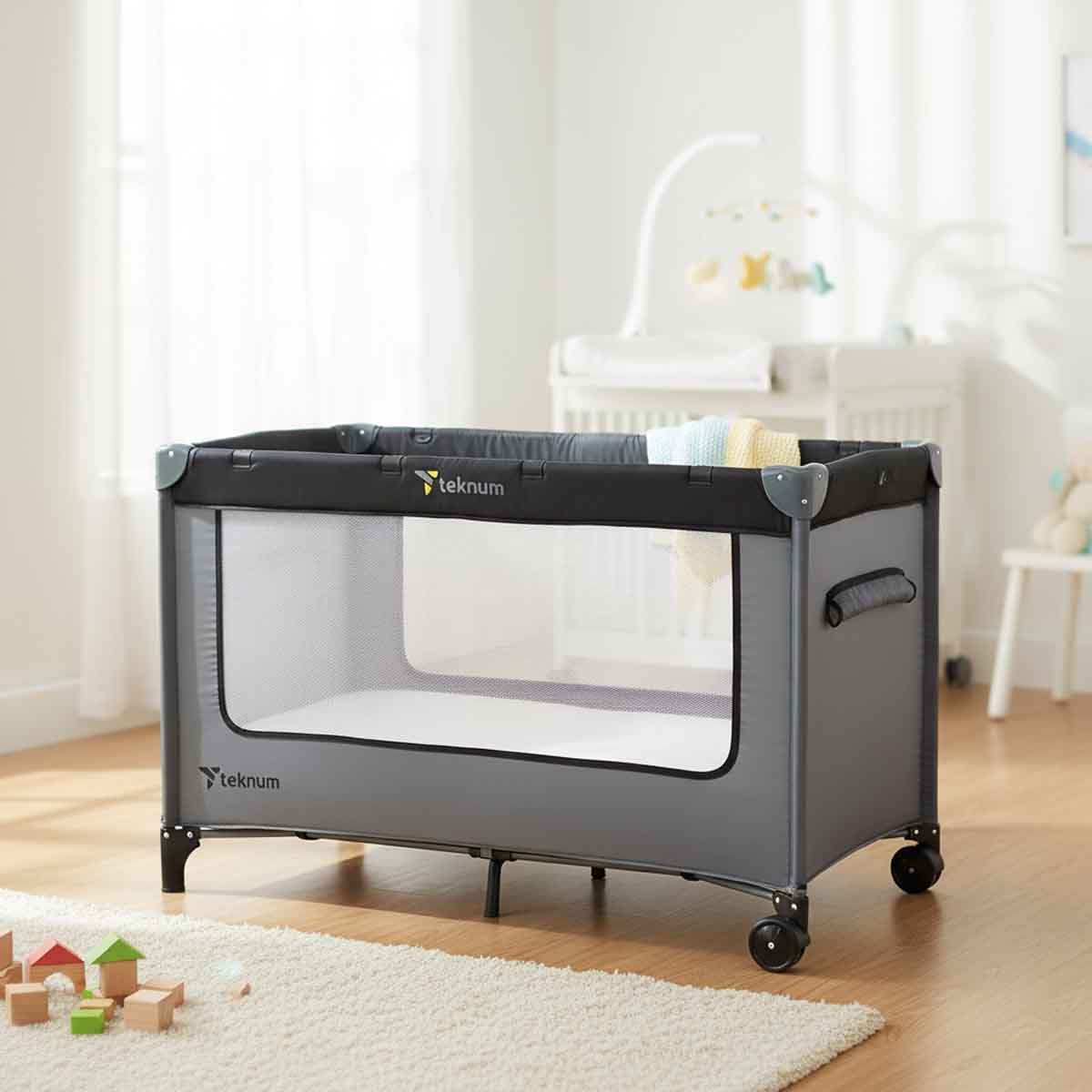 Teknum Grey Astronaut Playard & Cot Toddler, 0-2 Years