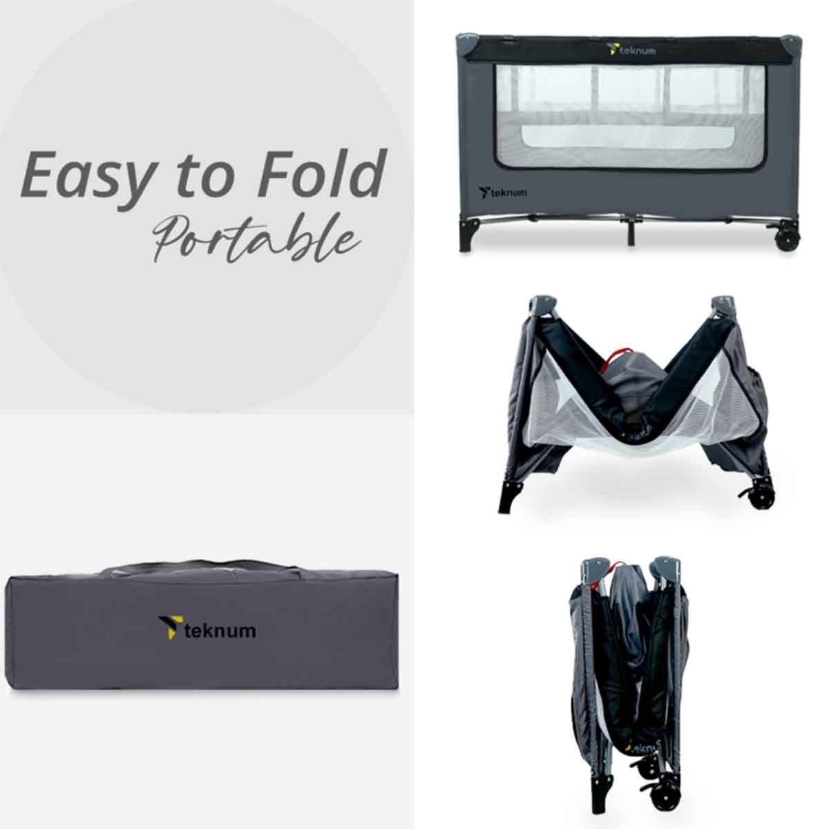 Teknum Grey Astronaut Playard & Cot Toddler, 0-2 Years