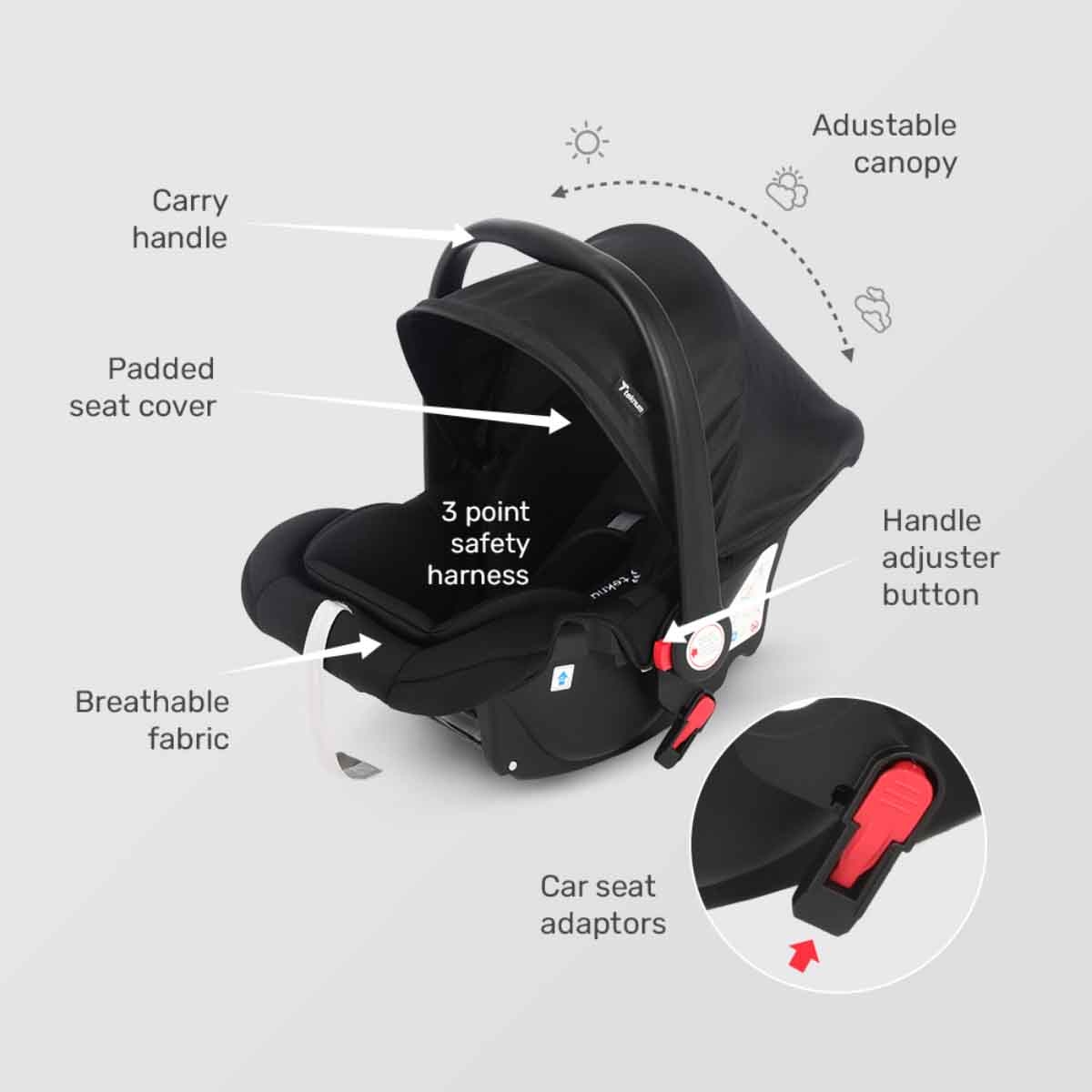 Teknum Grey Cabin Plus Travel Stroller Toddler, 0-2 Years