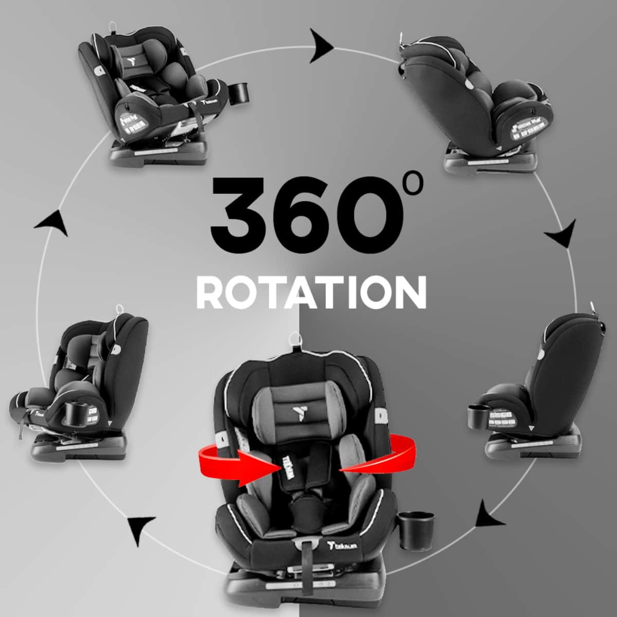 Teknum Grey Evolve 360 Car Seat Toddler, 0-2 Years