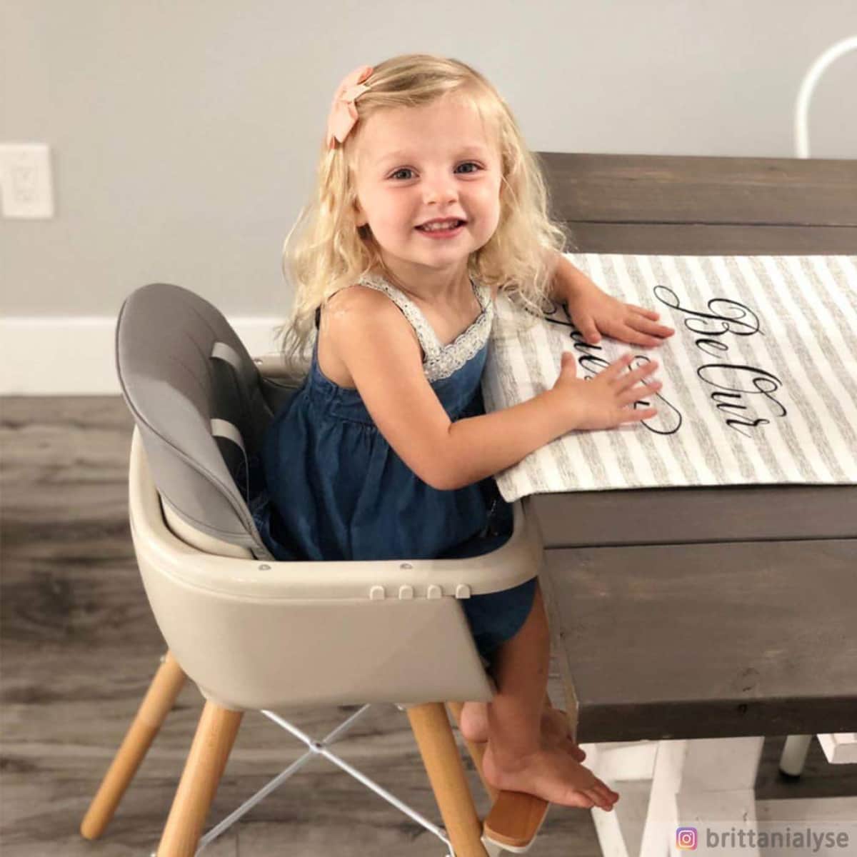 Teknum Grey Premium Dual Height Wooden High Chair Toddler, 0-2 Years