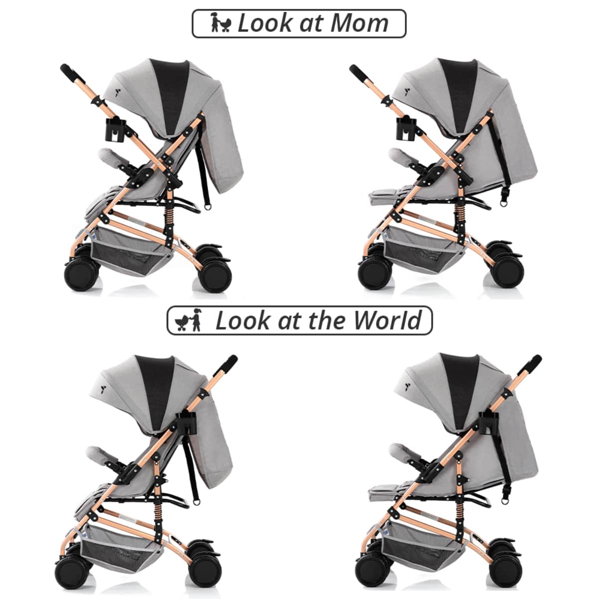 Teknum Grey Reversible Trip Stroller Toddler, 0-2 Years