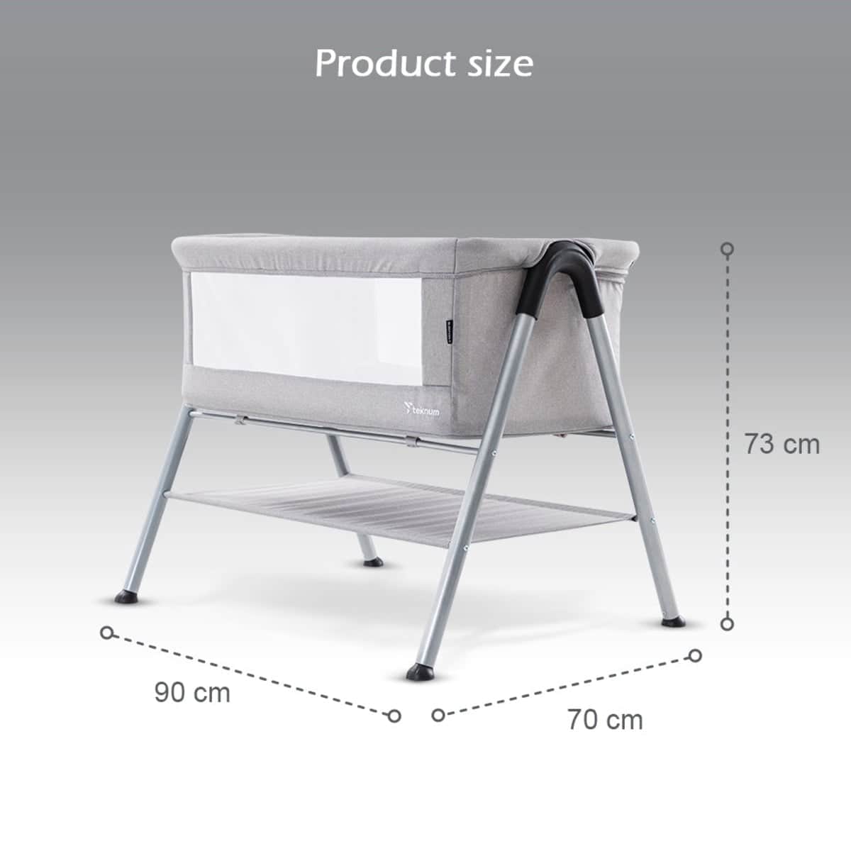Teknum Grey Sleepzen 2 Bedside Crib Bassinet