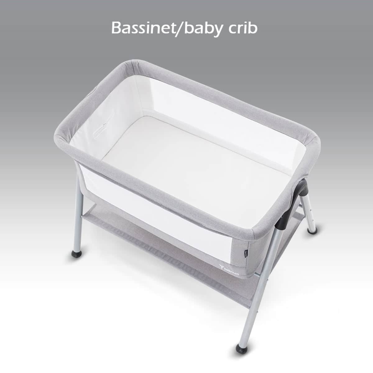 Teknum Grey Sleepzen 2 Bedside Crib Bassinet