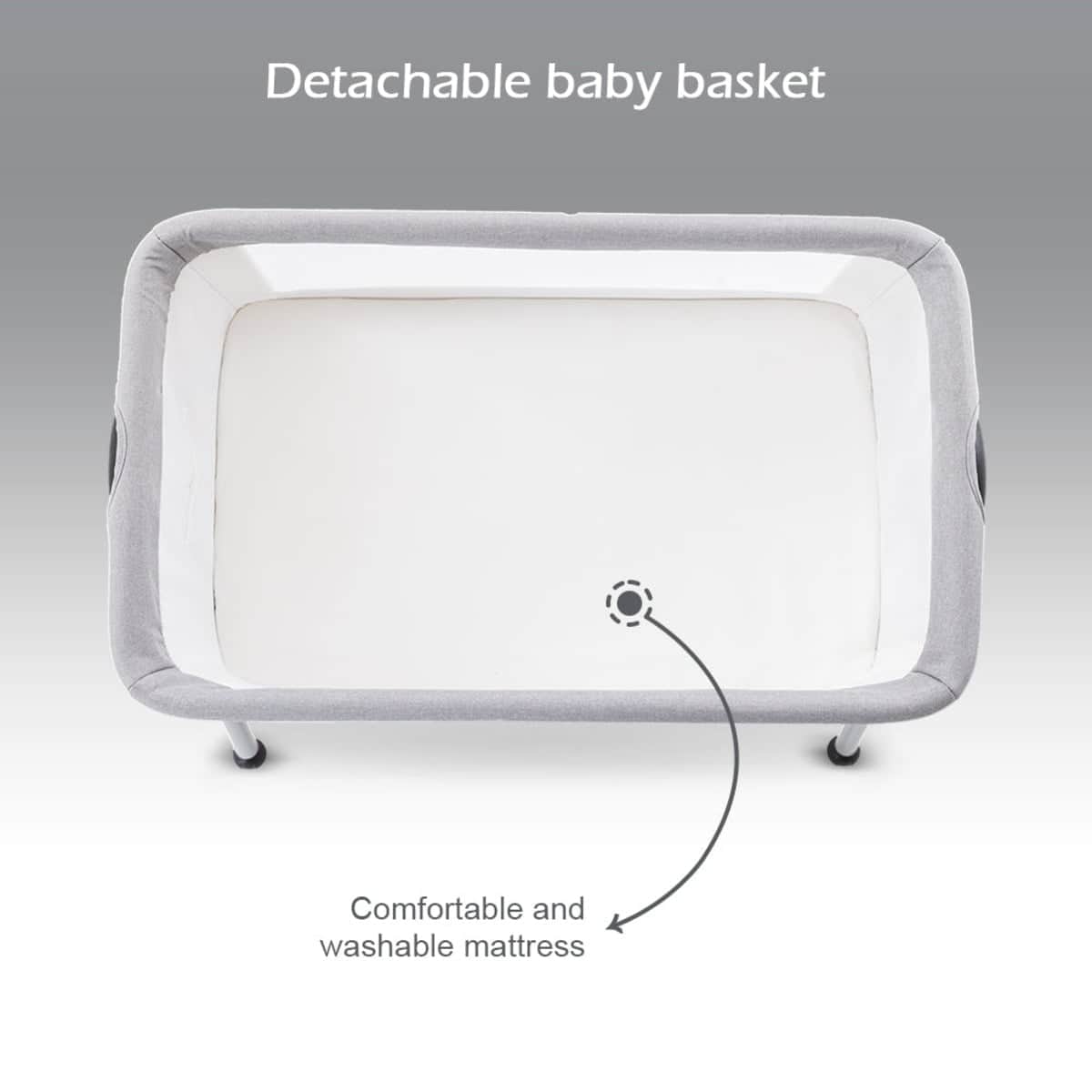 Teknum Grey Sleepzen 2 Bedside Crib Bassinet