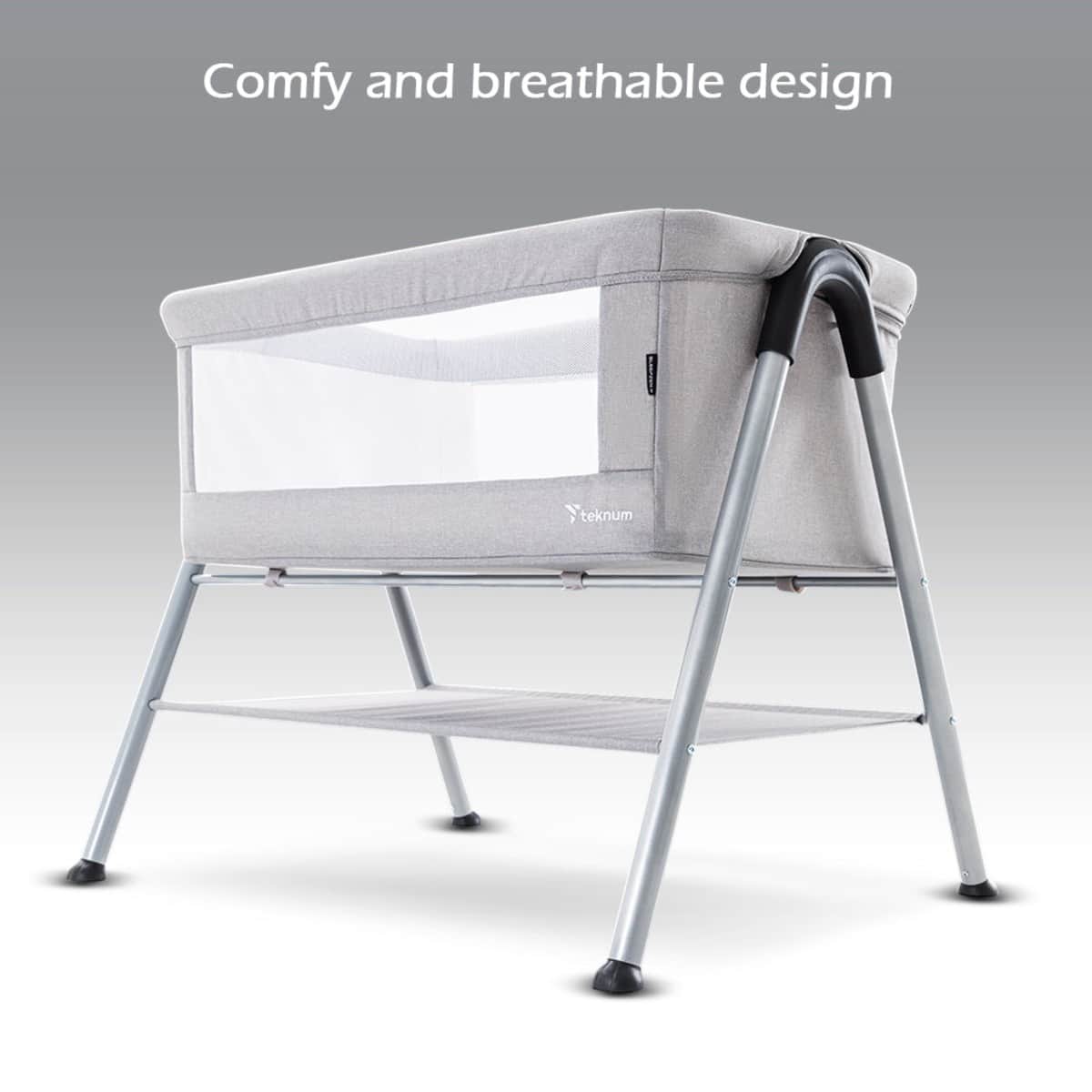 Teknum Grey Sleepzen 2 Bedside Crib Bassinet