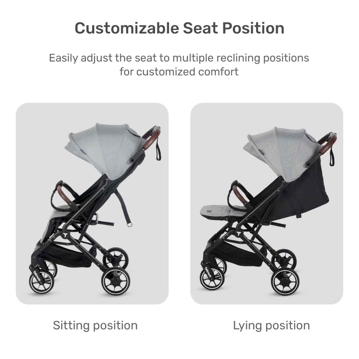 Teknum Grey Travel Cabin Plus Stroller Toddler, 0-2 Years