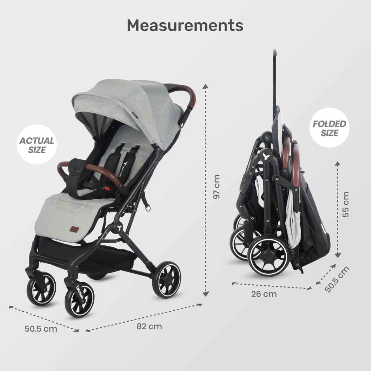 Teknum Grey Travel Cabin Plus Stroller Toddler, 0-2 Years