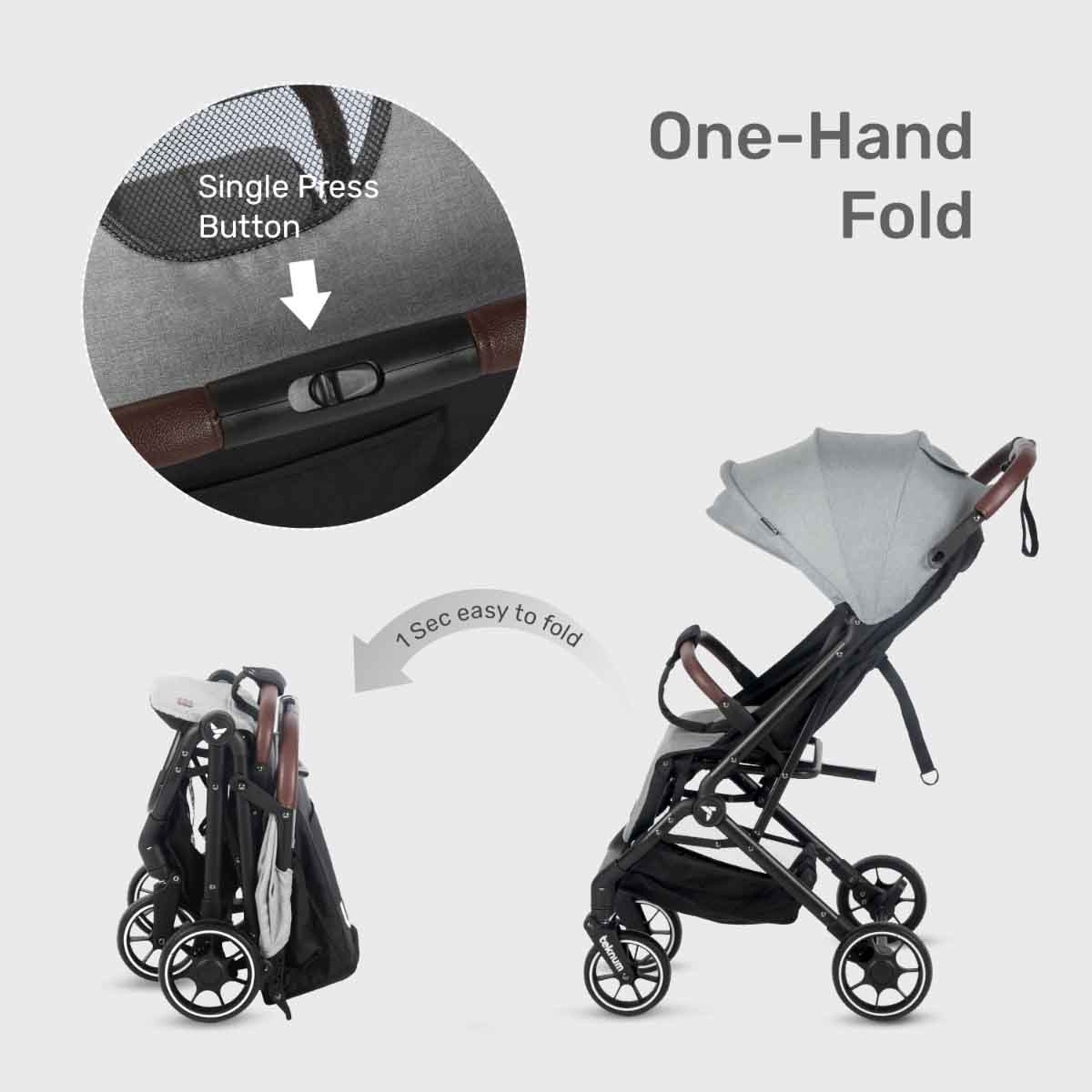 Teknum Grey Travel Cabin Plus Stroller Toddler, 0-2 Years