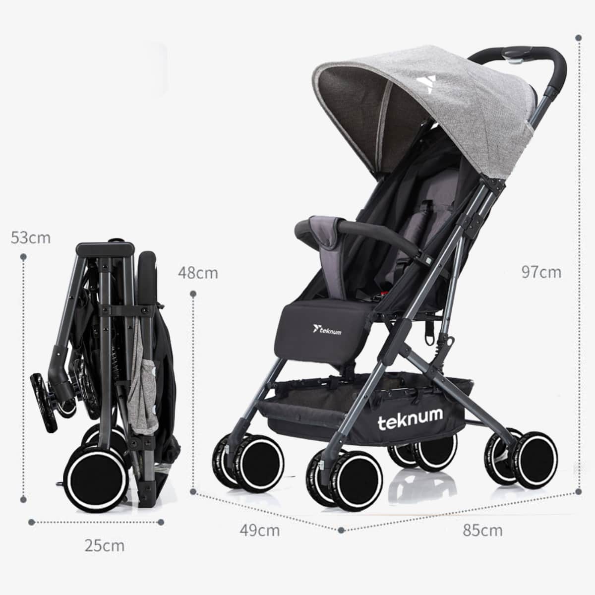 Teknum Grey Yoga Lite Stroller Toddler, 0-2 Years