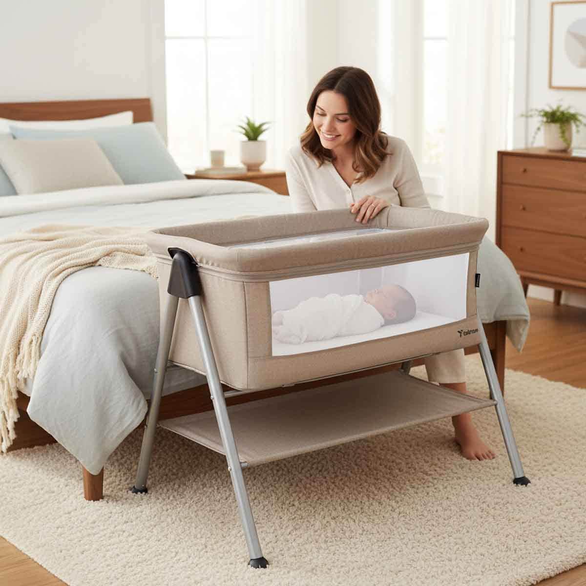 Teknum Ivory Sleepzen-2 Bedside Crib Bassinet Toddler, 0-2 Years
