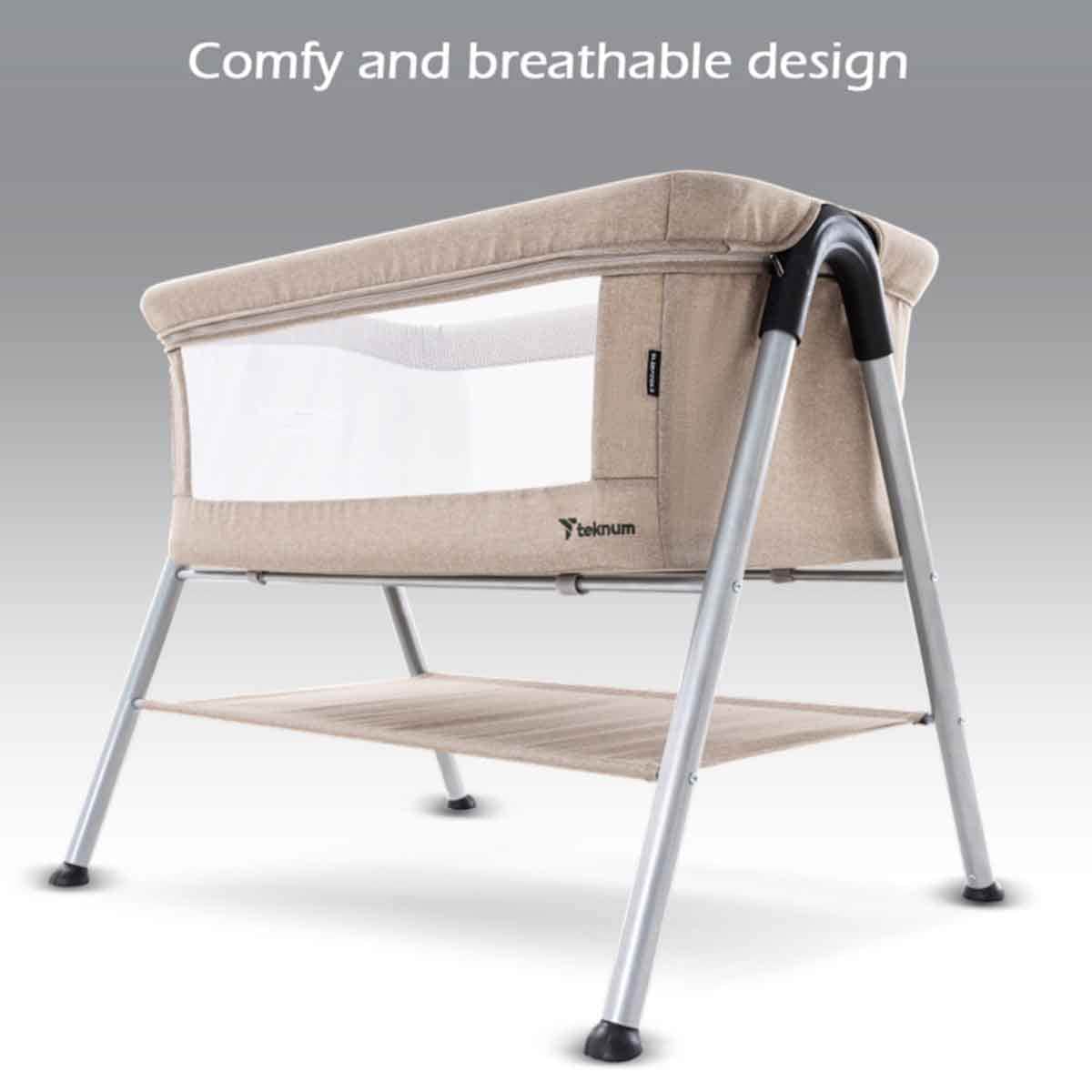 Teknum Ivory Sleepzen-2 Bedside Crib Bassinet Toddler, 0-2 Years