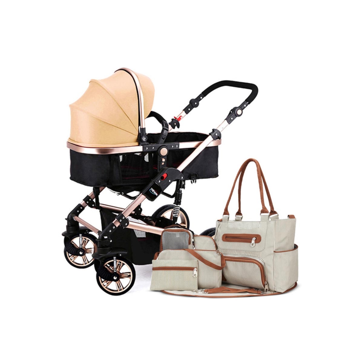 مجموعة عربة الأطفال وحقيبة الحفاضات تيكنوم كاكي 3 في 1