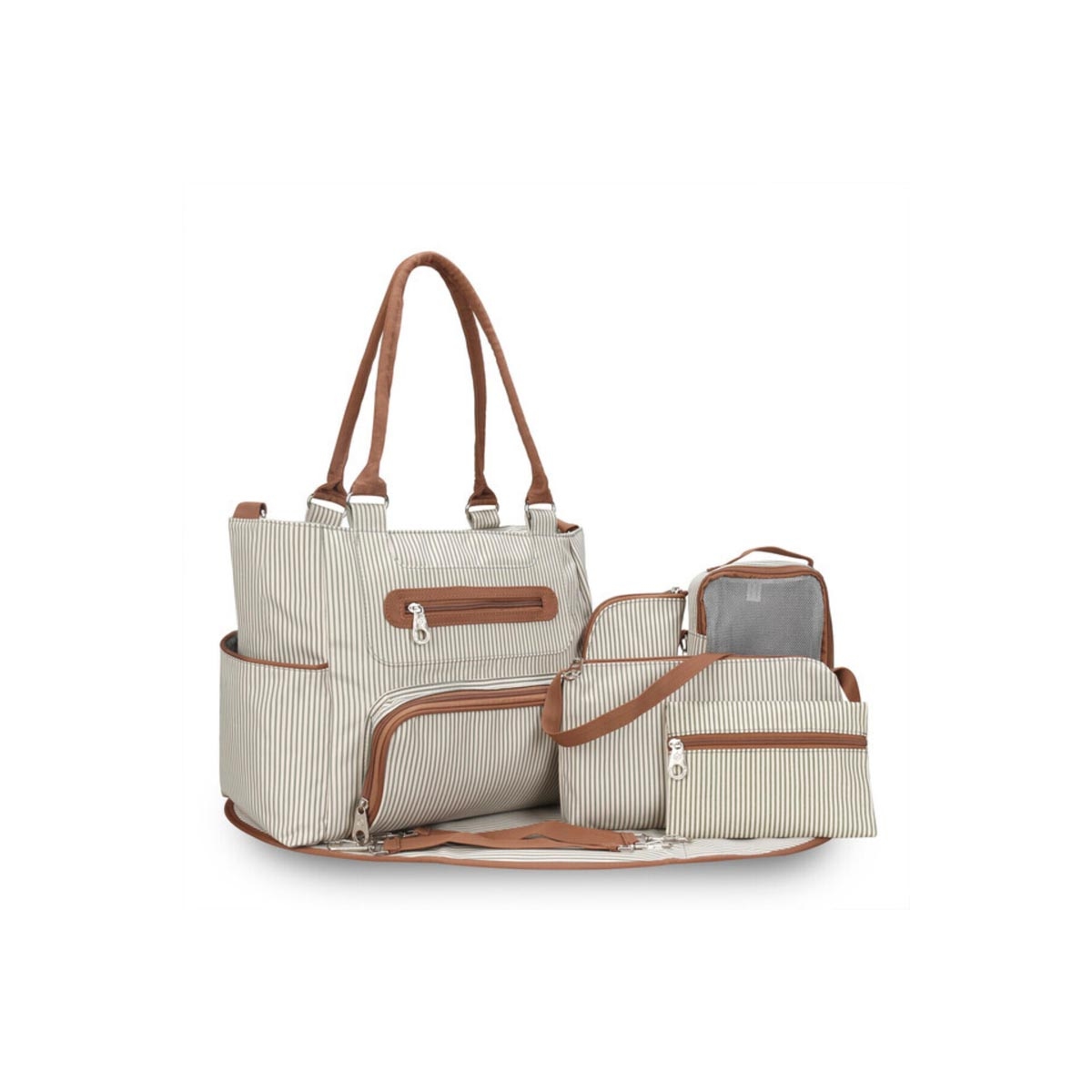 مجموعة عربة الأطفال وحقيبة الحفاضات تيكنوم كاكي 3 في 1