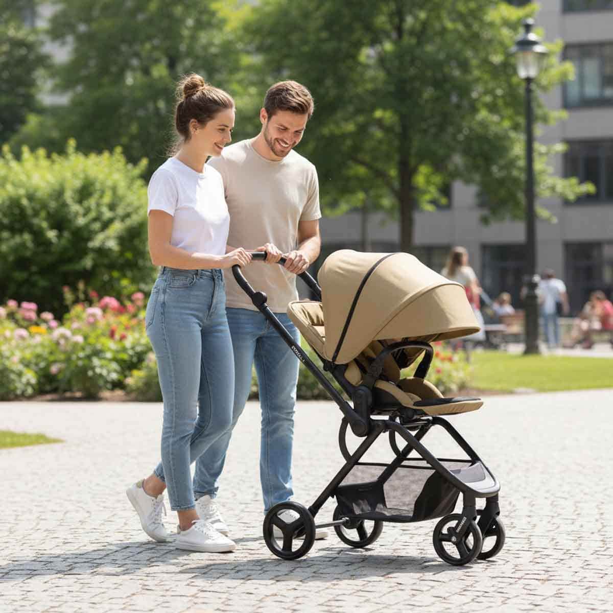Teknum Khaki Stroll-1 Reversible Travel Stroller Toddler, 0-2 Years