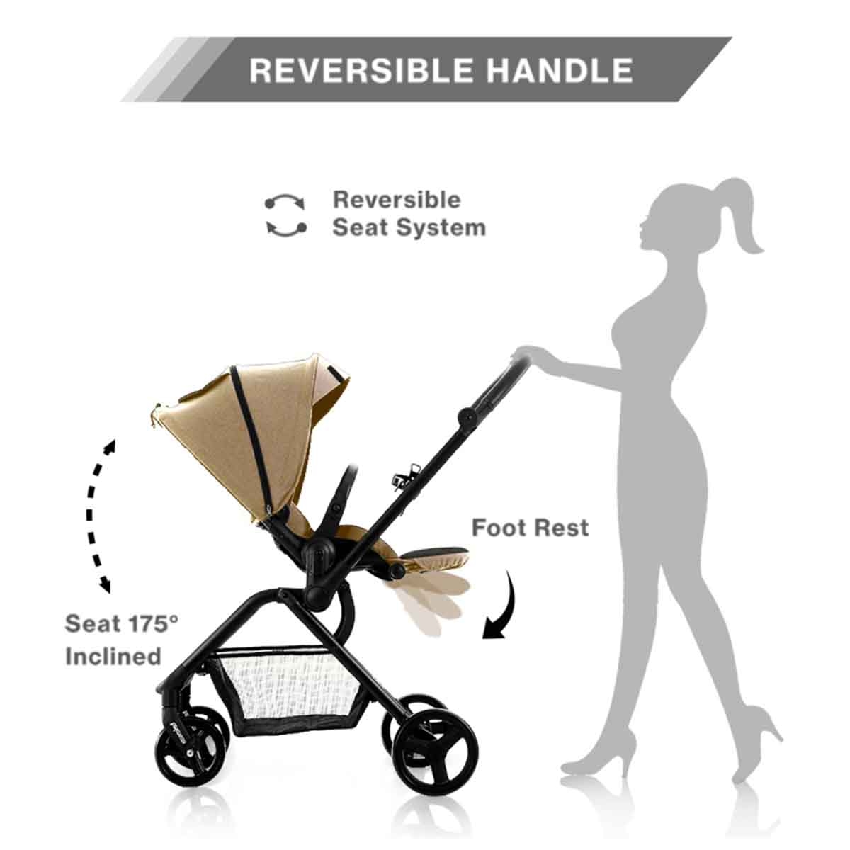 Teknum Khaki Stroll-1 Reversible Travel Stroller Toddler, 0-2 Years