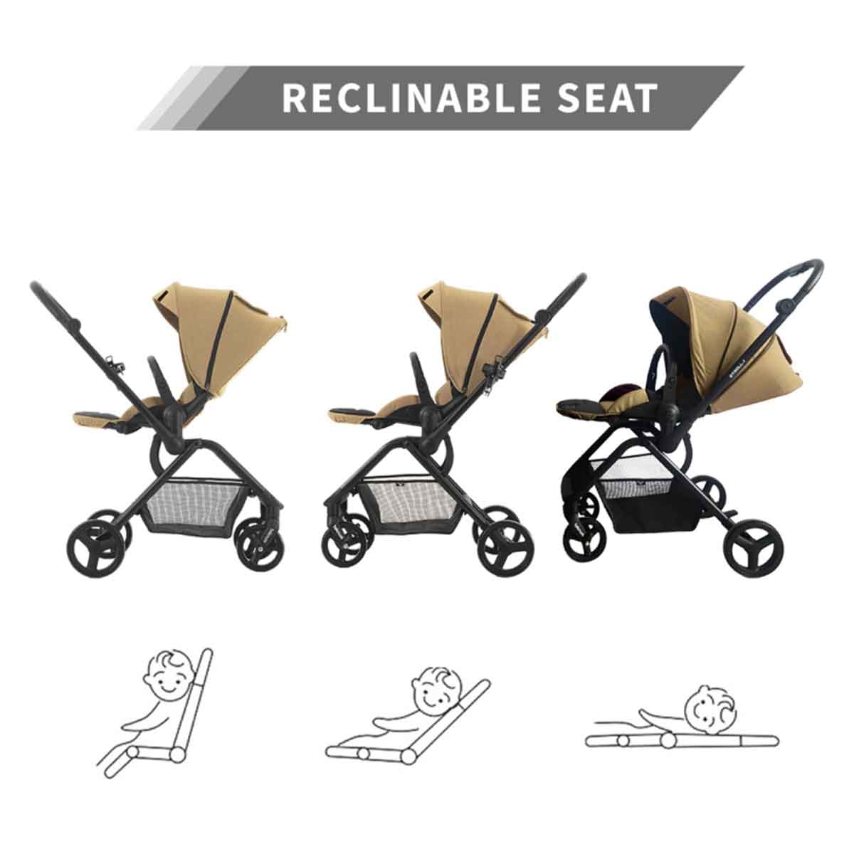 Teknum Khaki Stroll-1 Reversible Travel Stroller Toddler, 0-2 Years