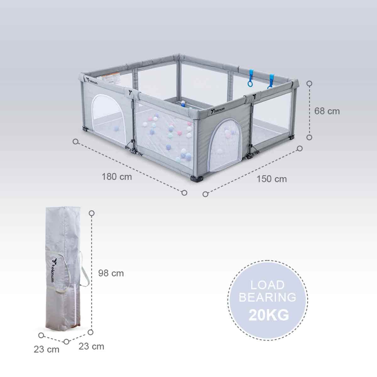 Teknum Large One Minute Fold Unfold Playpen with Mattress & Balls Toddler, 0-2 Years