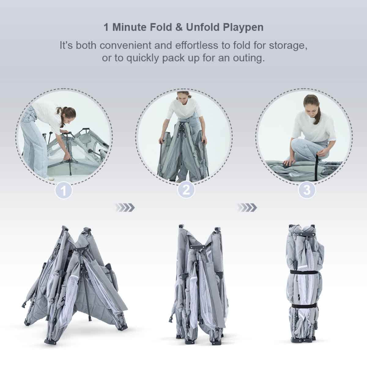 Teknum Large One Minute Fold Unfold Playpen with Mattress & Balls Toddler, 0-2 Years