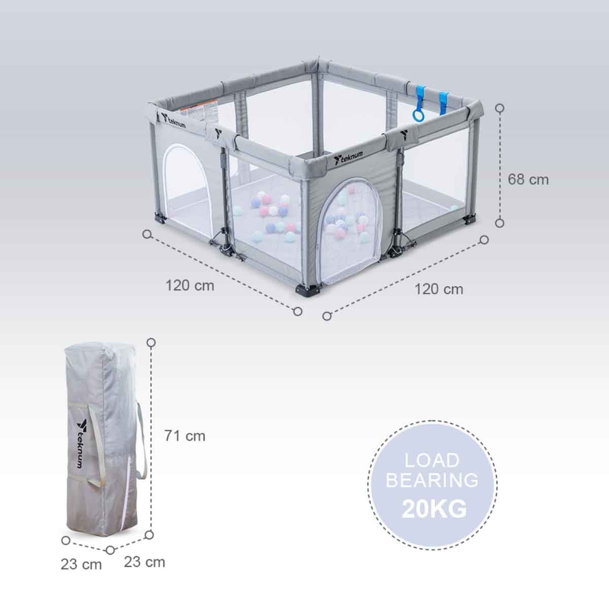 Teknum Medium One Minute Fold Unfold Playpen with Mattress & Balls Toddler, 0-2 Years