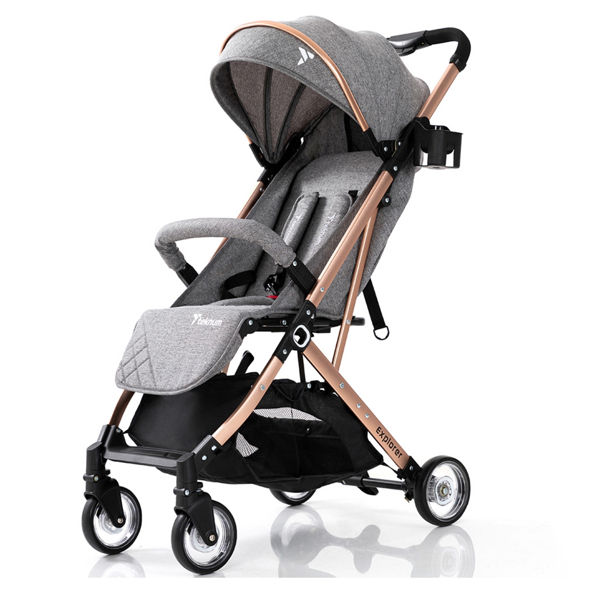 تيكنوم عربة سفر إكسبلورر باللون الرمادي الملانج للأطفال من عمر 0 إلى 2 سنة