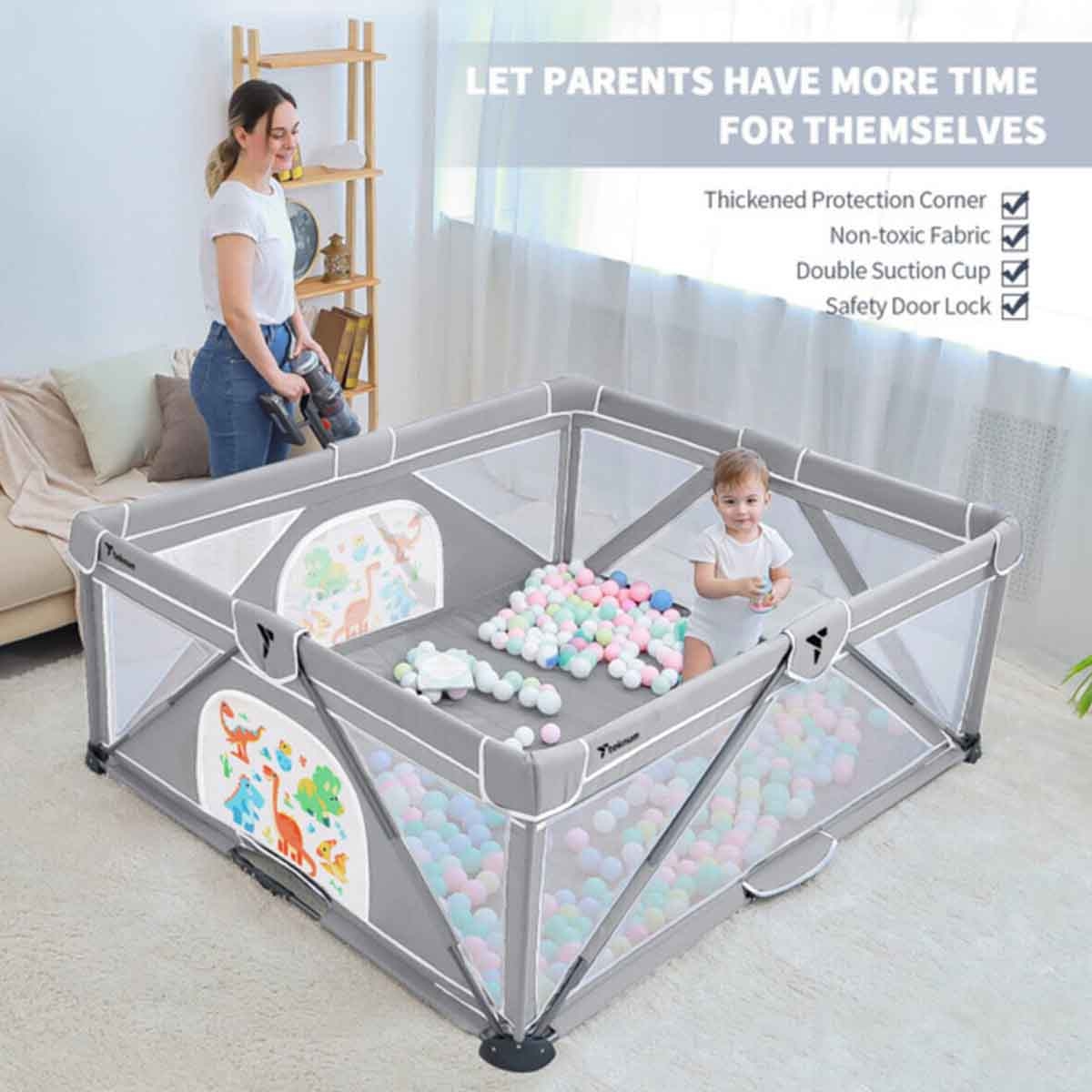 Teknum One Minute Fold Unfold Playpen Toddler, 0-2 Years