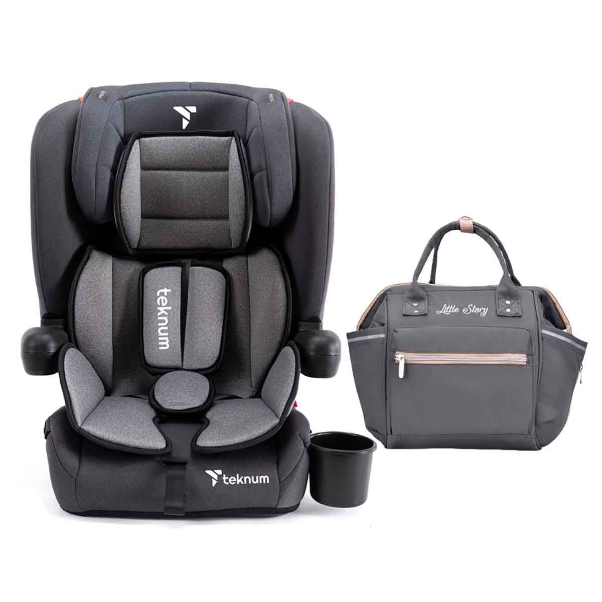 Teknum Pack and Go Foldable Car Seat with Ace Diaper Bag Toddler, 0-2 Years, Pack of 2