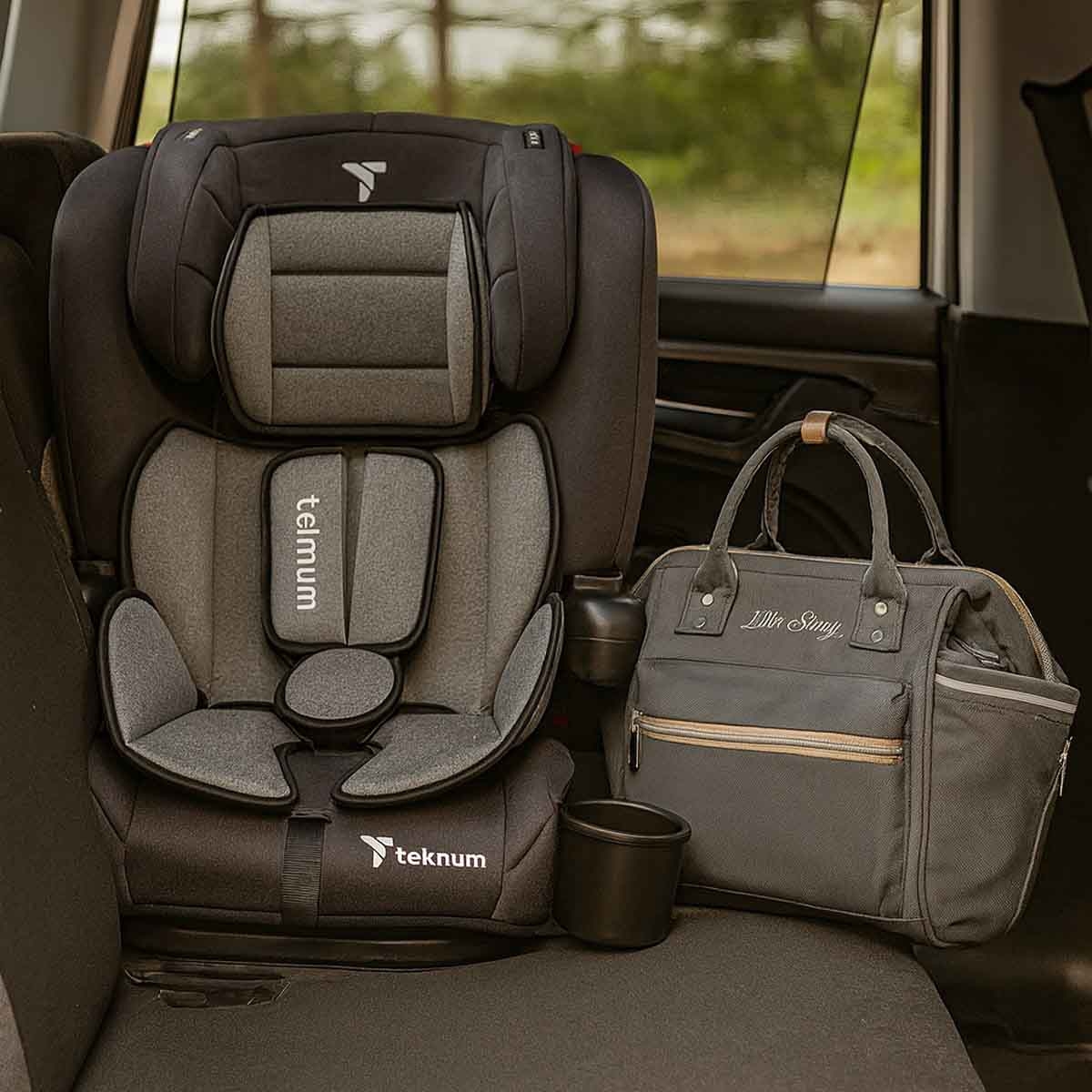 Teknum Pack and Go Foldable Car Seat with Ace Diaper Bag Toddler, 0-2 Years, Pack of 2