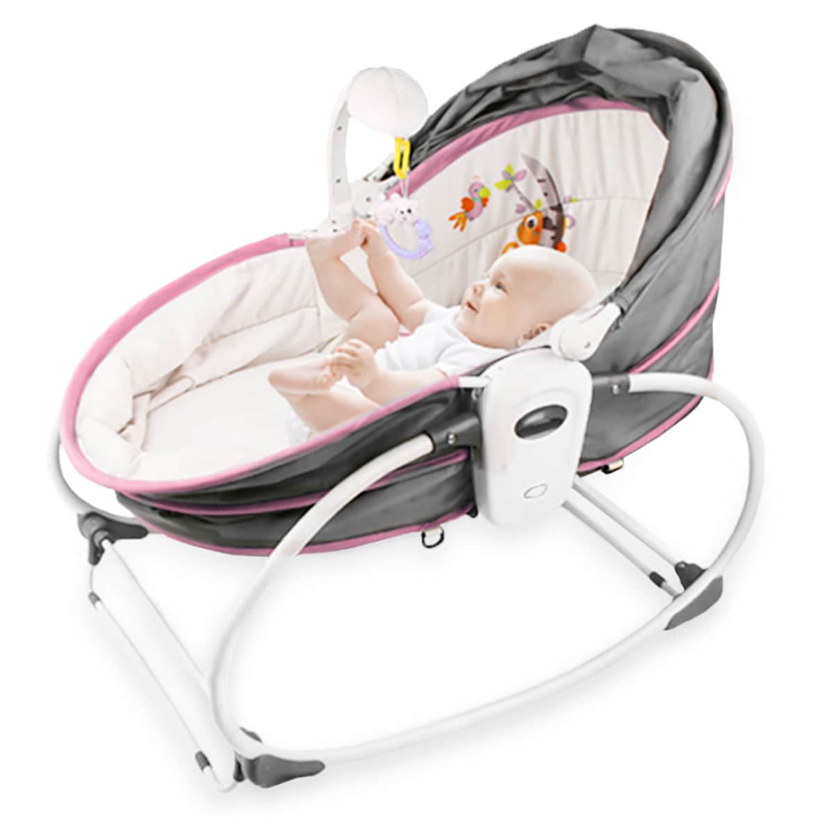 Teknum Pink 6 - In - 1 Cozy Rocker Bassinet with Wheels Awning & Mosquito Net Toddler, 0-2 Years