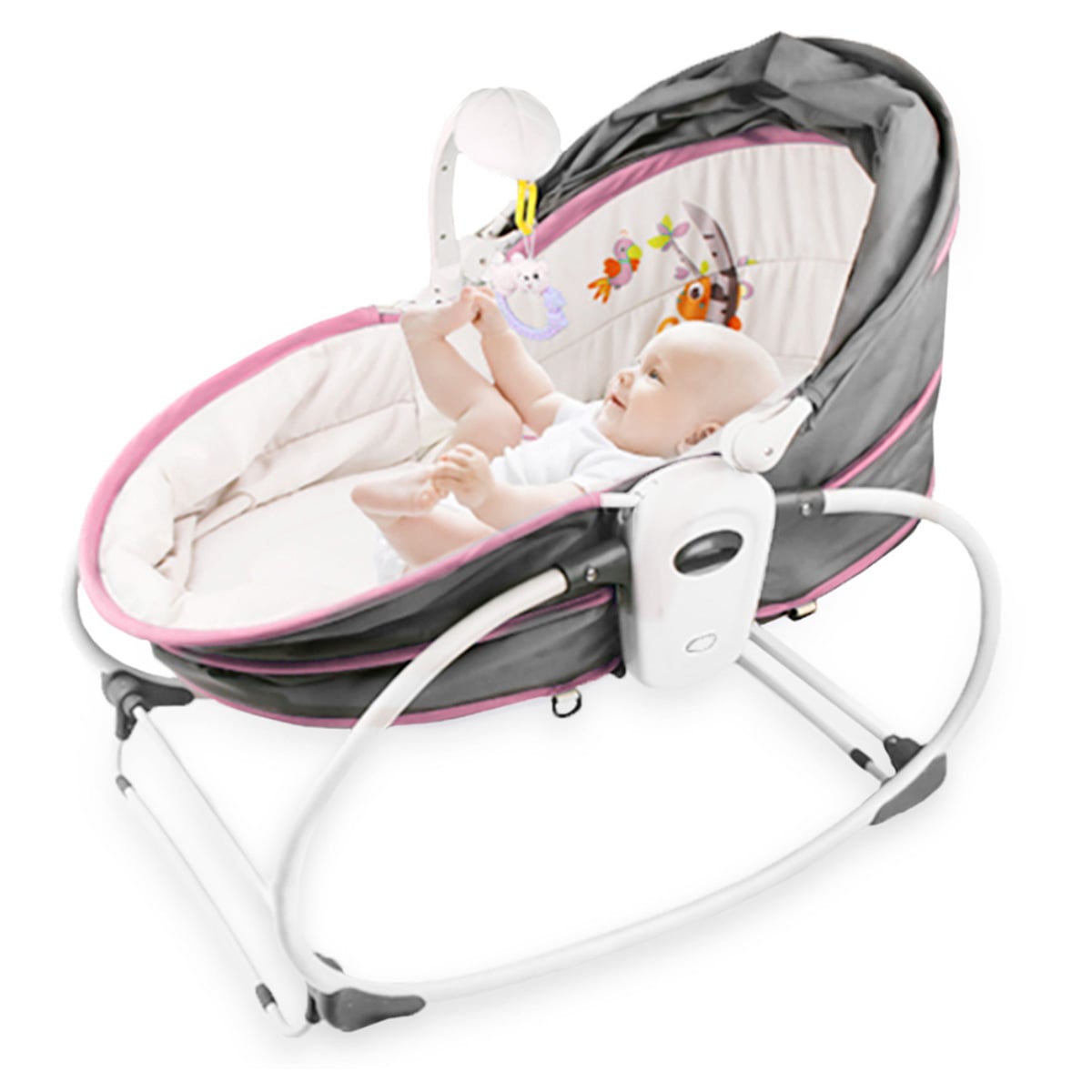 Teknum Pink 6 - In - 1 Cozy Rocker Bassinet with Wheels Awning & Mosquito Net Toddler, 0-2 Years