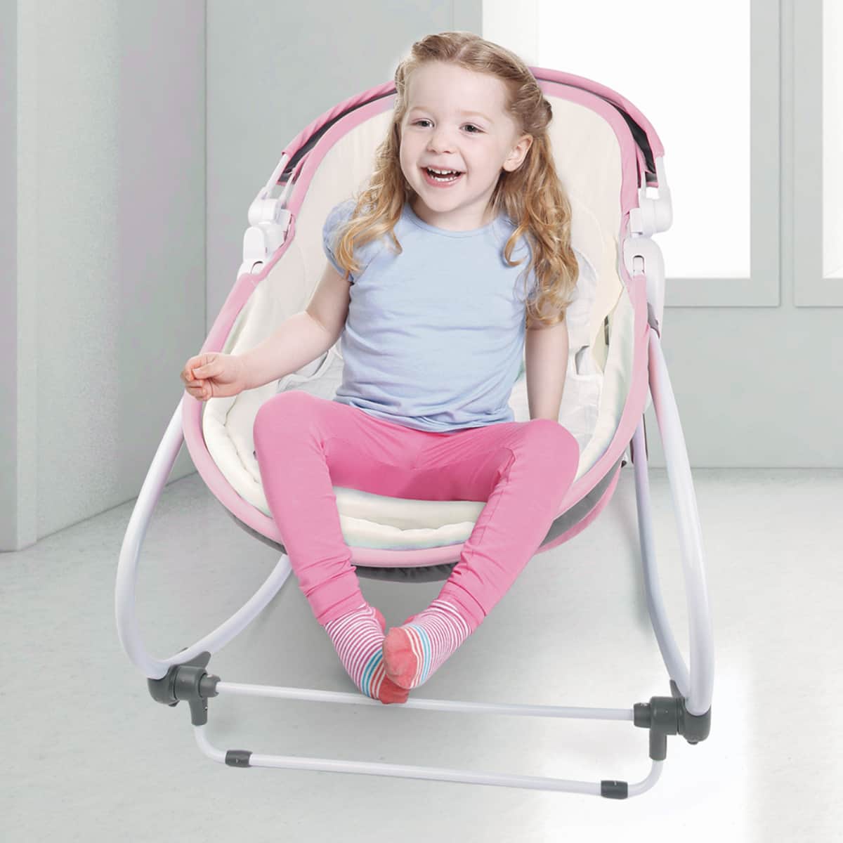 Teknum Pink 6 - In - 1 Cozy Rocker Bassinet with Wheels Awning & Mosquito Net Toddler, 0-2 Years