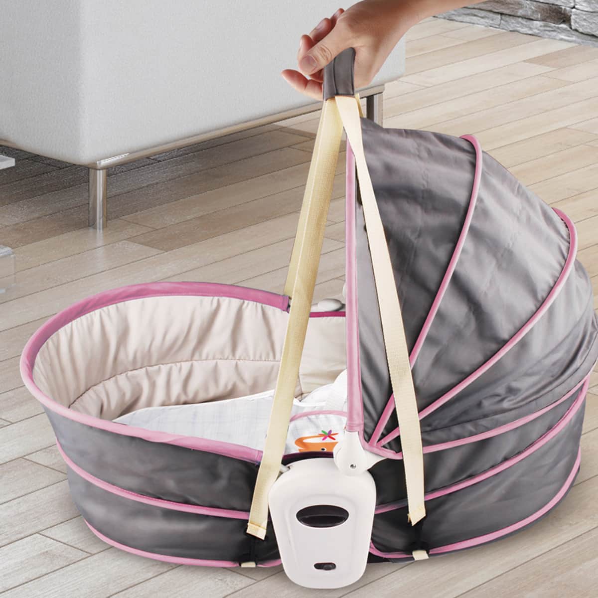 Teknum Pink 6 - In - 1 Cozy Rocker Bassinet with Wheels Awning & Mosquito Net Toddler, 0-2 Years